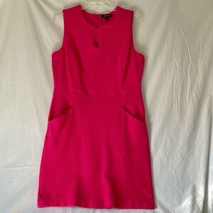 Lands' End Fuchsia Pink Sheath Dress 95% cotton with pockets, size 14T